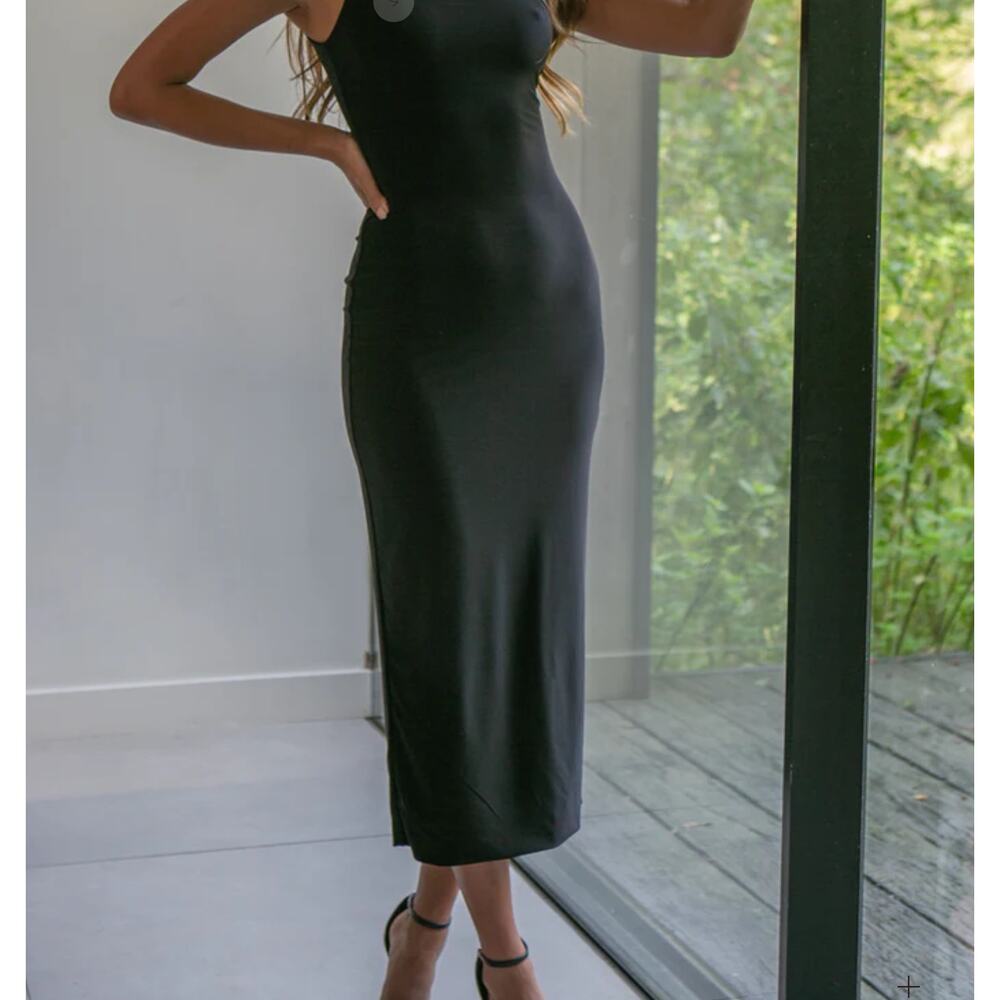 NWT AYM Paxton Maxi Dress Size Small Scoop Neck Black Bodycon